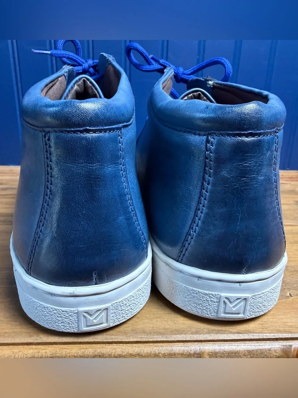 Sandro Moscoloni Hash Men’s 11.5 D Blue Leather Chukka Sneakers Shoes